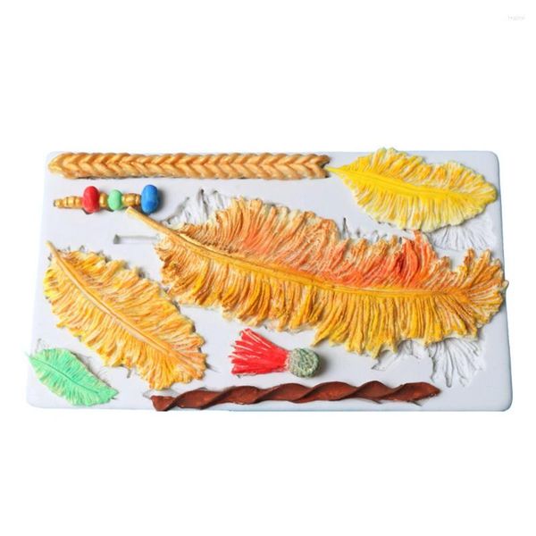 Moldes para hornear Facemile 20,5x11,6 cm, botones de azúcar de plumas, molde de silicona, utensilios para decoración de tortas con Fondant, pasta de goma y Chocolate