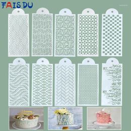 Moldes para hornear Fais du fondant cake mesh sellos plantillas para bricolaje artesanía haciendo diseño de boda plantilla de pulverización de plástico molde de pintura de galletas