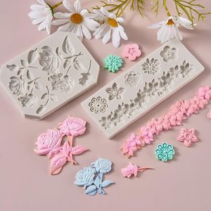 Bakken Mallen Platte Rose Cake Decoratie Mould Curlicues Scroll Krans Bloem Chocolade Fondant Biscuit Siliconen Gebak Accessoires