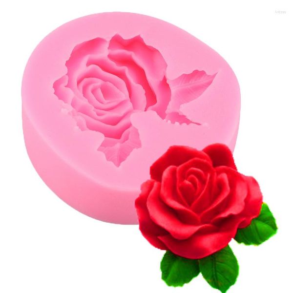 Moldes para hornear Flor Floración Forma de rosa Silicona 3D Molde de pastel Fondant Jabón Herramienta Cupcake Jelly Candy Chocolate Decoración Soporte