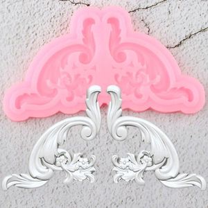 Bakvormen Bloemenrand Siliconen Mal Barok Scroll Relief Cupcake Topper Fondant Taart Decoreren Gereedschappen Chocolade Gumpaste Schimmel