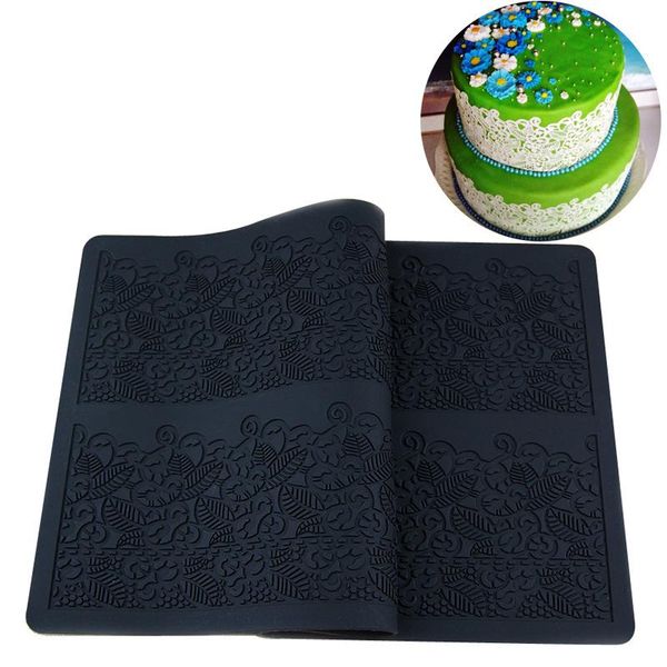 Moules de cuisson motif fleur Silicone tapis Fondant gâteau dentelle moule en relief sucre décoration outil gaufrage