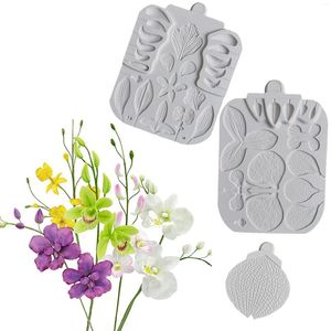 Moules de cuisson Flower Pro Ultimate Orchids Veiner Set Silicone Moule Fondant Gâteau Décoration Outils Artisanat Cupcakes Sugarcraft Bonbons Argile