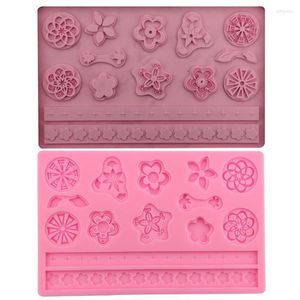 Moldes para hornear flores fondant pastel azúcar arte almohadilla de relieve gel de sílice molde de ritmo seco bricolaje decorativo