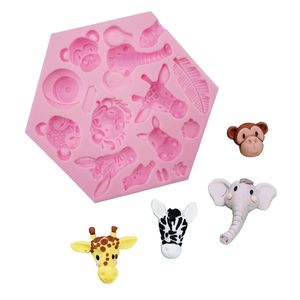 Bakvormen Fondant mal Cartoon Dier Lion Monkey Olifant Chocolade schimmel Fondant Cake Baking Siliconen Mold Baking Accessoires 230421