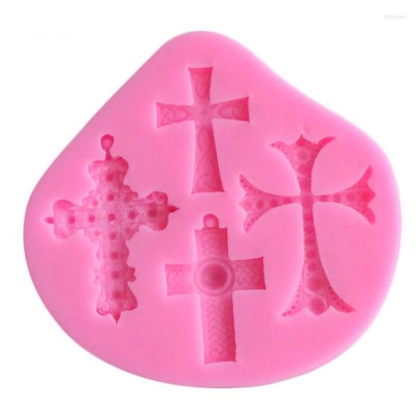 Moldes para hornear Fondant Pressing Die Cross Cake Mold Silicona DIY Appliance Tool Decoración europea Molde de resina 15-120