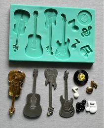 Moules de cuisson Guitare silicone fandont moule guitare gel de silice moules violon chocolat moules guitares bonbons moule guitares silicone moules 231018