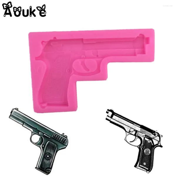 Pistolet jouet pistolet forme Fondant gâteau Silicone moule 3D en relief chocolat moule pâtisserie Biscuits moules bricolage cuisine outils M079