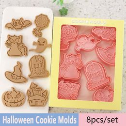 Bakvormen Halloween Biscuit Mold 3D Cookie Cutters Pumpkin Ghost Witch Hat Decoration for Home Horror Party Supplies Kids Gifts