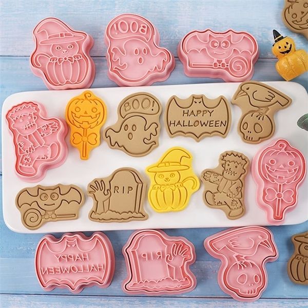 Moules de boulangerie Halloween Cuisineurs Pumpkin Ghost Skull Priving Biscuit Stamp Moule Moule de biscoss