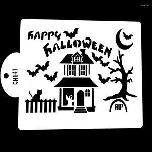 Bakvormen Halloween spookhuis sjabloon mal Plastic taart stencil tool kant cupcake cookie fondant decoratie