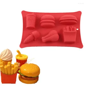 Moldes para hornear hamburguesa molde de silicona pollo helado papas fritas forma fondant pastel decoración herramienta cubo bandeja resina arcilla jabón