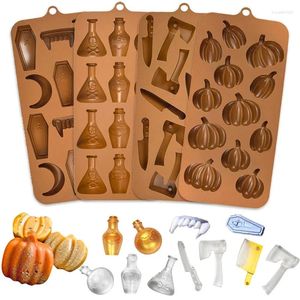 Bakvormen Happy Halloween Siliconen Gummy Mold Pompoen Wijnfles Tanden Vorm Fondant Chocolade Snoep Schimmel DIY Party Cake Decorating