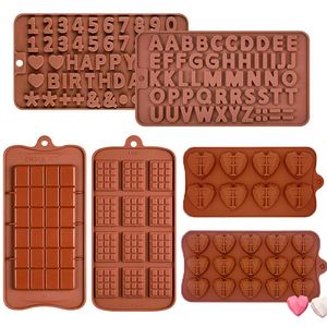 Bakvormen Hart Chocolade Mallen Nummer Diamant Liefde Vorm Siliconen Bruiloft Snoep Brief Decoraties Cake 3D Mould Gereedschap 230809