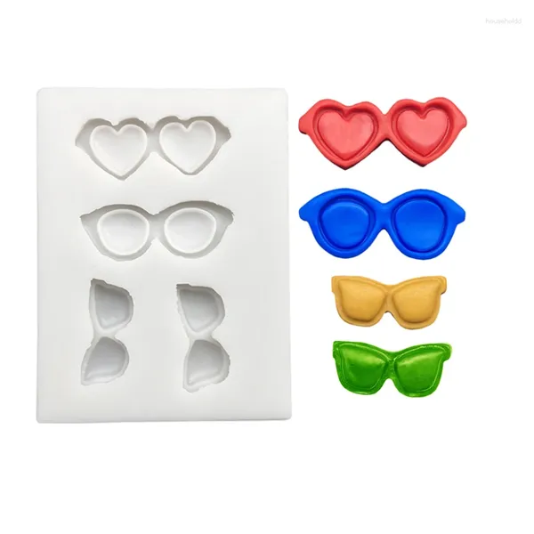 Moldes para hornear Gafas de corazón Molde de silicona Sugarcraft Herramientas de resina Molde para cupcakes Decoración de pasteles fondant