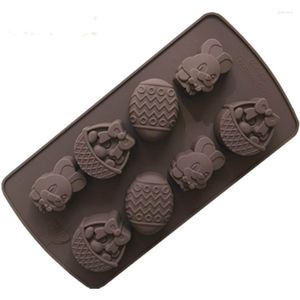 Moldes para hornear HMROVOOM 8 Gel de sílice de huevo consecutivo Molde de chocolate Jabón frío de silicona Pastel de arroz de resurrección