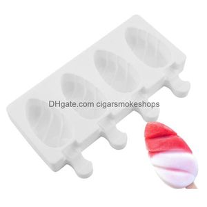 Moldes para hornear Home Garden Sile Ice Cream Molds 4 Cell Cube Tray Food Safe Popsicle Maker Diy Homemade Zer Lolly Mod Drop Delivery Ki Dhxi3