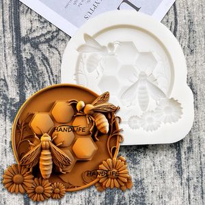 Moules de cuisson nid d'abeille abeille marguerite Silicone Sugarcraft moule résine outils Cupcake moule Fondant gâteau décoration 230616