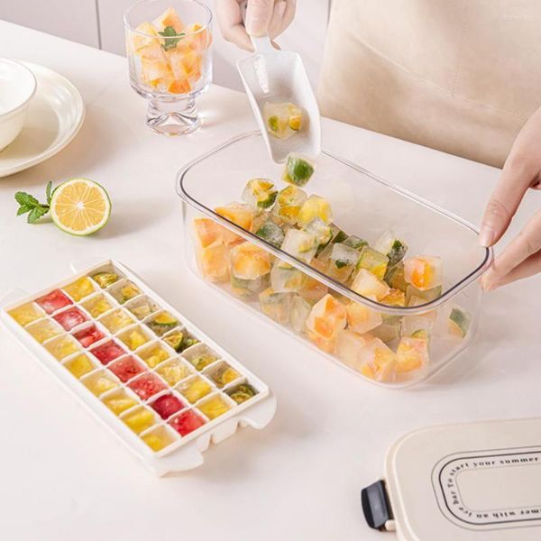 Moules de cuisson glacière nettoyage pratique Style crémeux bricolage Cube moule avec couvercle Silicone maison approvisionnement