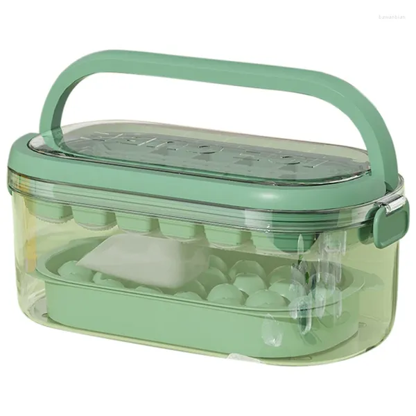 Moules de cuisson Ice Box Press Silicone Plateau Ball Plastic Maker Portable avec poignée et couvercle