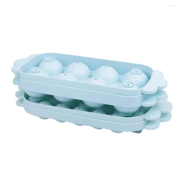 Moldes para hornear Bandeja de cubitos de hielo con tapa Plástico Molde redondo grande Refrigerador Caja esférica Herramientas de cocina