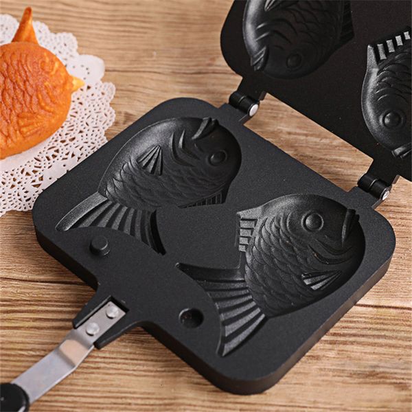 Moules de cuisson Kawaii Japonais Taiyaki Double Poisson En Forme De Dessert Gaufre Gâteau Maker Pan Pancake Fry Moules Cuisine Outils 230808