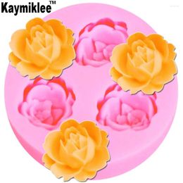 Moules de cuisson kaymiklee m005 rose fleur flore arylique résine moude de silicone fondant sucre artisanat au chocolat gumpaste
