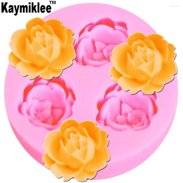 Moldes para hornear kaymiklee m005 flor de rosa resina arylic silicona moho fondant artesanía de azúcar chocolate