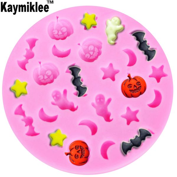 Kaymiklee M288 Halloween dessins animés Mini lunes étoiles Silicone Fondant gâteau moules chocolat Gumpaste Surgarcraft moule 230923