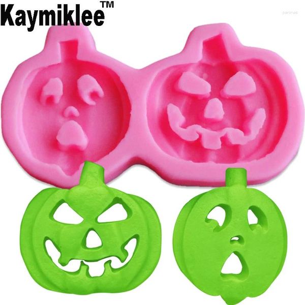 Moules de cuisson Kaymiklee M575 1pcs Halloween Pumpkin UV Résine Silicone Moule fondant Chocolate Candy Gumpaste Surgarcraft Crystal Epoxy Soft