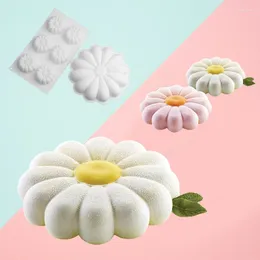 Moules de cuisson en Silicone, ustensiles de cuisine, 1/6 cavités, marguerite, fleur de soleil, conception de gâteaux, outils de pâtisserie de qualité alimentaire, Mousse à dessert