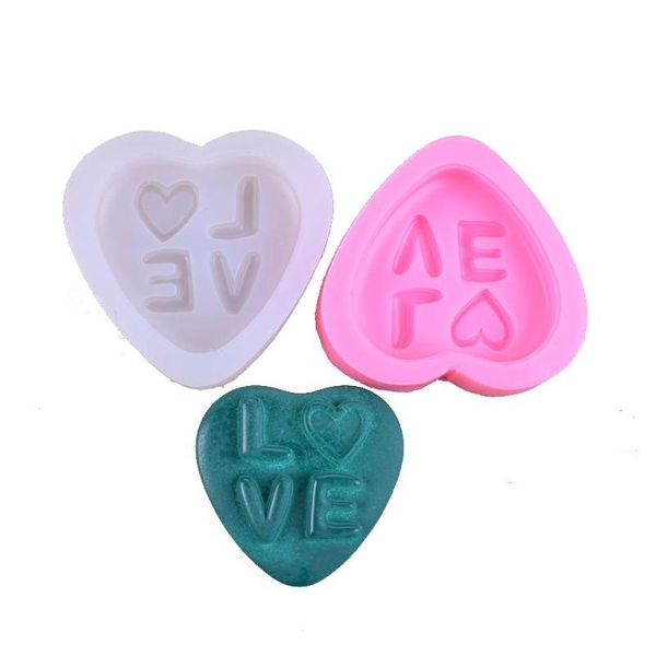 Moldes para hornear Corazón grande Amor Sile Jabón Molde Flor de rosa Chocolate Mod Fondant Vela Moldes de arcilla polimérica Manualidades Herramientas de decoración de pasteles Dhqj2