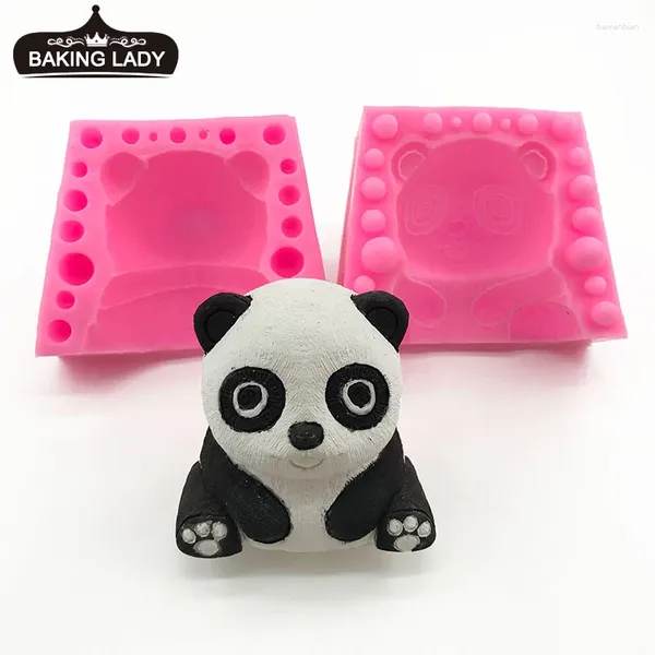 Moldes para hornear grande tridimensional panda molde de silicona mousse pastel chocolate helado olla yeso