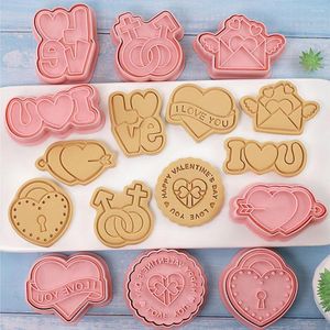 Bakvormen love heart valentines dag cadeau rose diy paar cartoon mal cutter 3d abs mold koekje bak plastic c b8j5