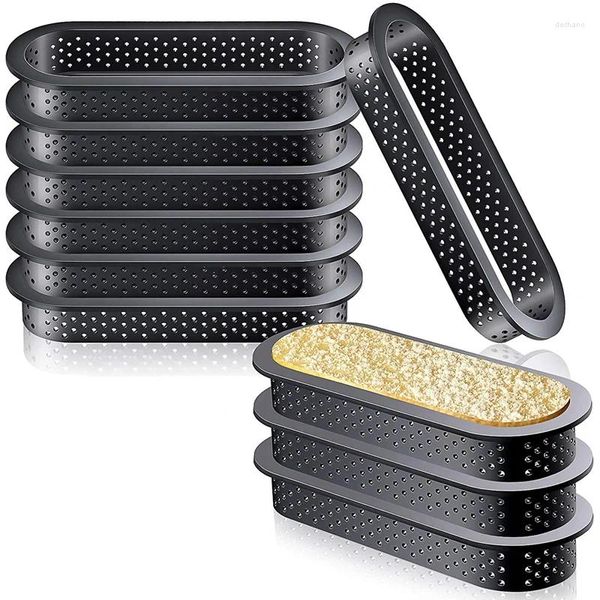 Moldes para hornear LUDA 12 piezas Anillos de tarta ovalados Resistente al calor Anillo de mousse de pastel perforado Antiadherente Mini molde para hornear