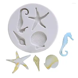 Bakvormen Marine Shell Seahorse Schimmel Siliconen Mal Fondant Taart Decoreren Gereedschap Gumpaste Sugarcraft Chocolade Vormen Bakvormen