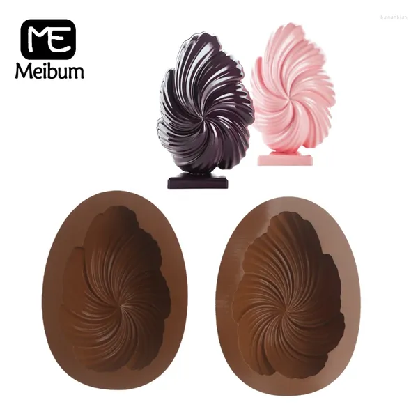 Moules de cuisson Meibum Silicone Moule de spirale Modèle d'œufs de Pâques Moule de chocolat 2 pcs par ensemble