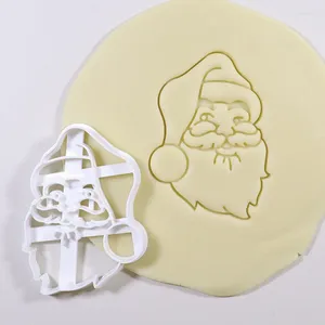 Moldes para hornear Feliz Navidad Cortador de galletas Herramientas de decoración de pasteles 3D Santa Claus Muñeco de nieve Bola de cristal Molde en relieve Molde de fondant