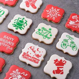 Moldes para hornear Feliz Navidad Galletas Plantilla Hueco Café Plantilla de arte Frosting Galletas Molde Fondant Cake Decorating Herramientas para hornear