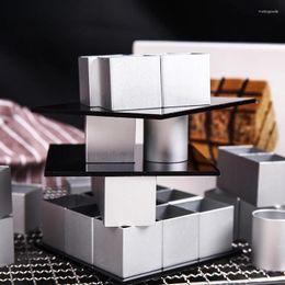 Backformen Metall Würfel Quadratische Form Silikonform Für Kuchen Dekorieren Werkzeuge DIY 3D Rotation Mousse Dessert Küche