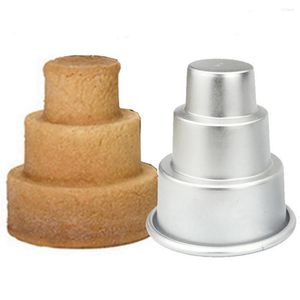 Bakvormen Mini 3 Tier Cake Pan Thuis Verjaardag DIY Pudding Cupcake Mold Aluminium Koekje Chocoladevorm Jelly