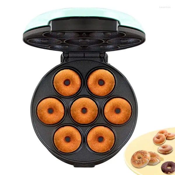 Moldes para hornear Mini Donut Maker Calefacción de 2 lados Desayuno Tostador Pastel Donut Máquina 7 Donuts Sin recubrimiento Elección saludable