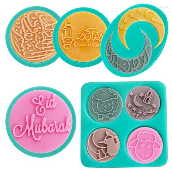 Moules de cuisson Mini Eid Mubarak Chocolat Biscuit Silicone Moule Fondant Cookie Sucre Gâteau Décoratif Islamique Musulman Festival Accessoires
