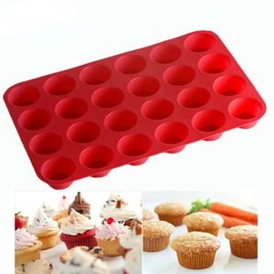 Moules de cuisson Mini Muffin 24 trous Silicone Moule rond DIY Cupcake Cookies Fondant Pan Antistick Pudding Gâteau à la vapeur Outil 231213