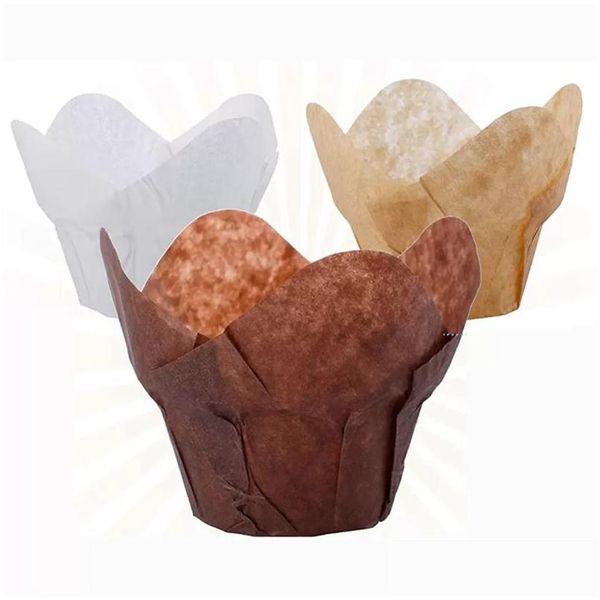 Moules de cuisson Mod Lotus Papier Cupcake Muffin Liners Parchemin Coupe Graisse Résistant Wrappers Pour Les Mariages Anniversaire Drop Livraison Maison Dh6Fv