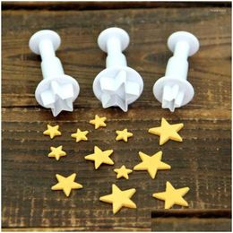 Mods de moules à cuisson 3pcs / set mini-star plonger fondant décoration de biscuit moulé moule sucrecraft bricolf gâteau outils gouttes livraison de la maison ga dh8oz