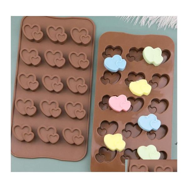 Moldes para hornear Mods Big and Small Love Sile Moldes de chocolate Diy Cake Mold Decoración Jabón manual Rrb14633 Drop Delivery Home Garden K Otzfb