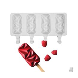 Bakvormen mods Sile Ice Cream 4 Cell Cube Trade Tokkoek Mold Popsicle Maker Diy Homemade Zer Lolly Mod Cake Pop Tools Drop Deli DHZKT