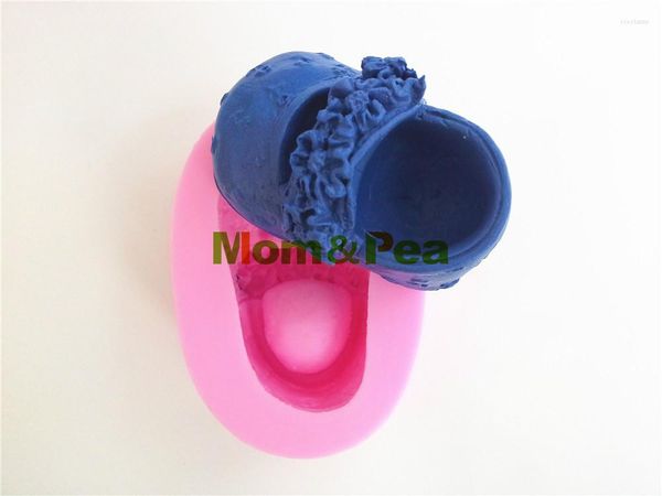 Moldes para hornear Mompea 0002 Baby Flower Zapato en forma de jabón de silicona Decoración del pastel Fondant 3D Food Grade Molde