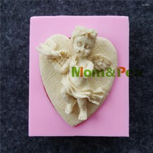 Moules de cuisson Mombea 1164 Heart Angel Silicone Moule Cake Decoration Fondant 3d Food Grade